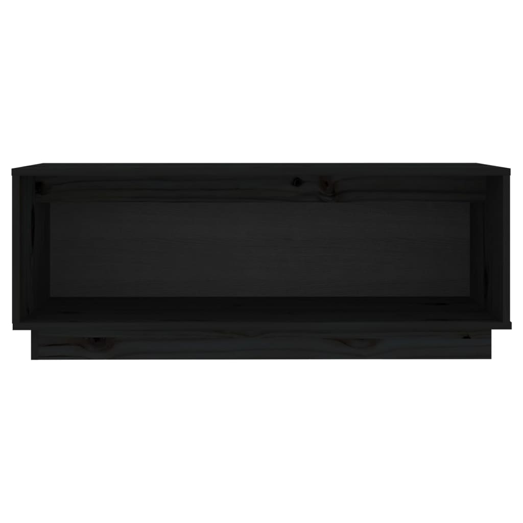 vidaXL TV Cabinet Black 90x35x35 cm Solid Wood Pine