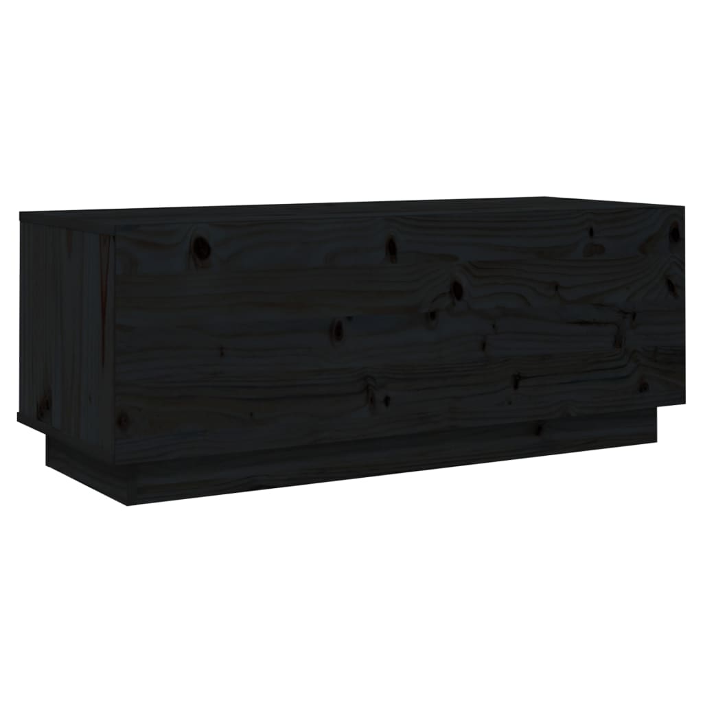 vidaXL TV Cabinet Black 90x35x35 cm Solid Wood Pine