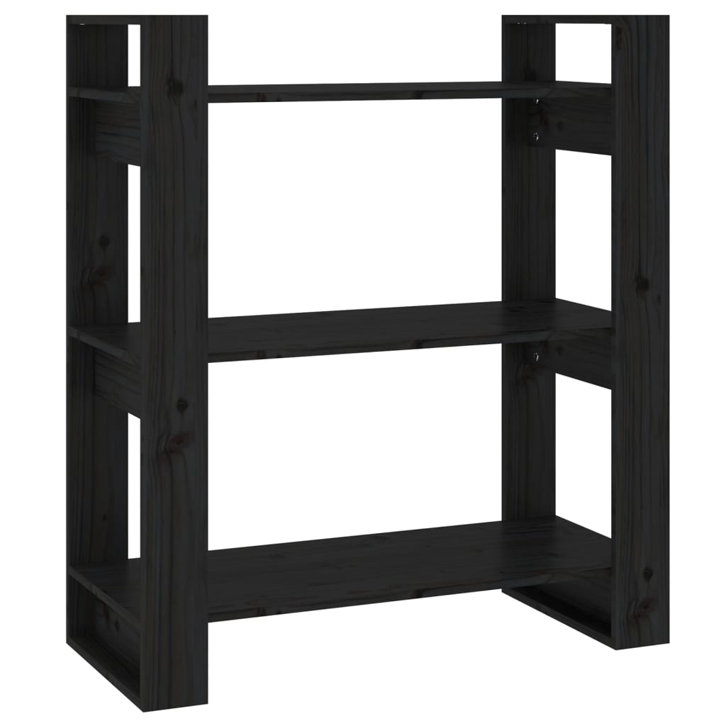 vidaXL Book Cabinet/Room Divider Black 80x35x91 cm Solid Wood Pine