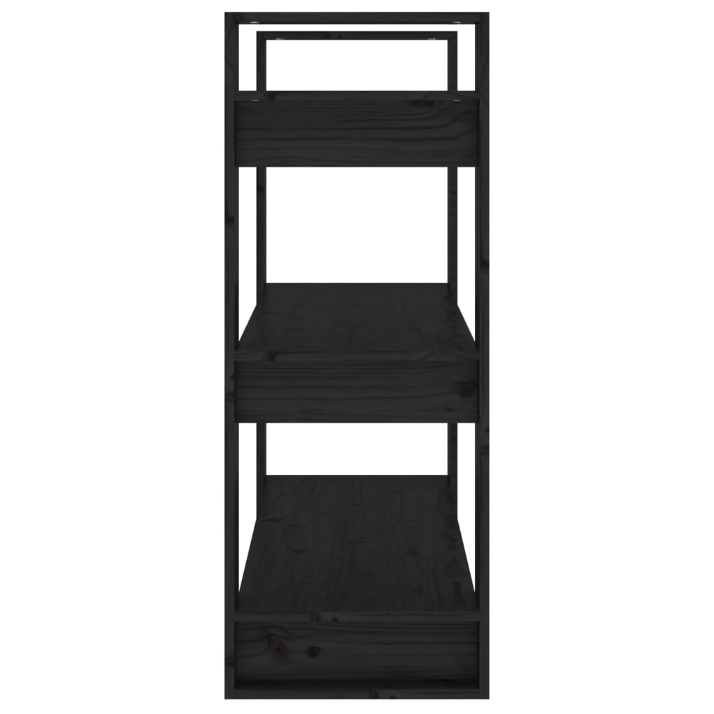 vidaXL Book Cabinet/Room Divider Black 80x35x91 cm Solid Wood Pine