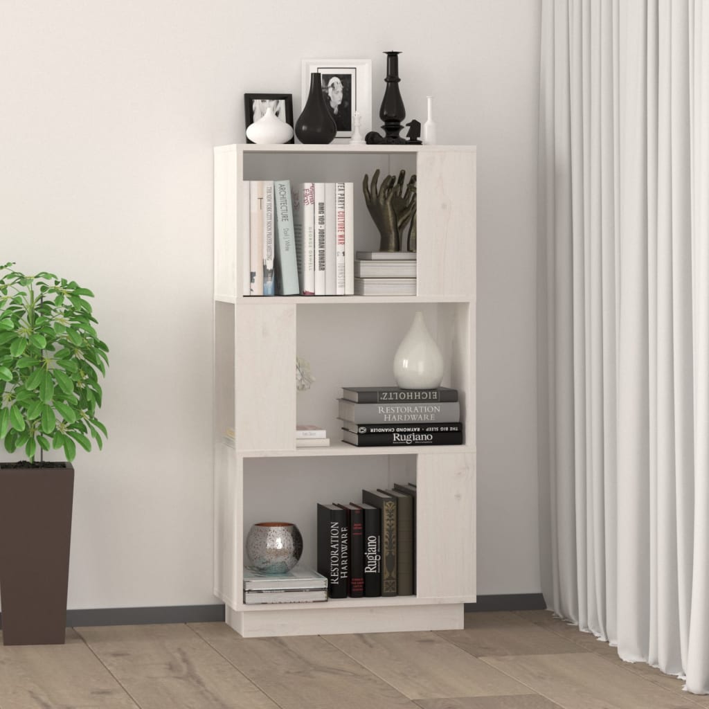 vidaXL Book Cabinet/Room Divider White 51x25x101 cm Solid Wood Pine