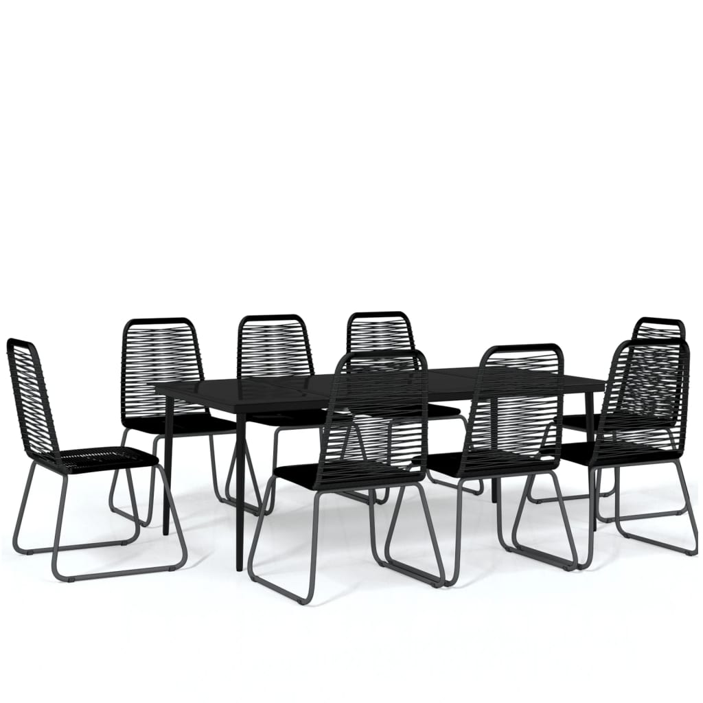 vidaXL 9 Piece Garden Dining Set Black