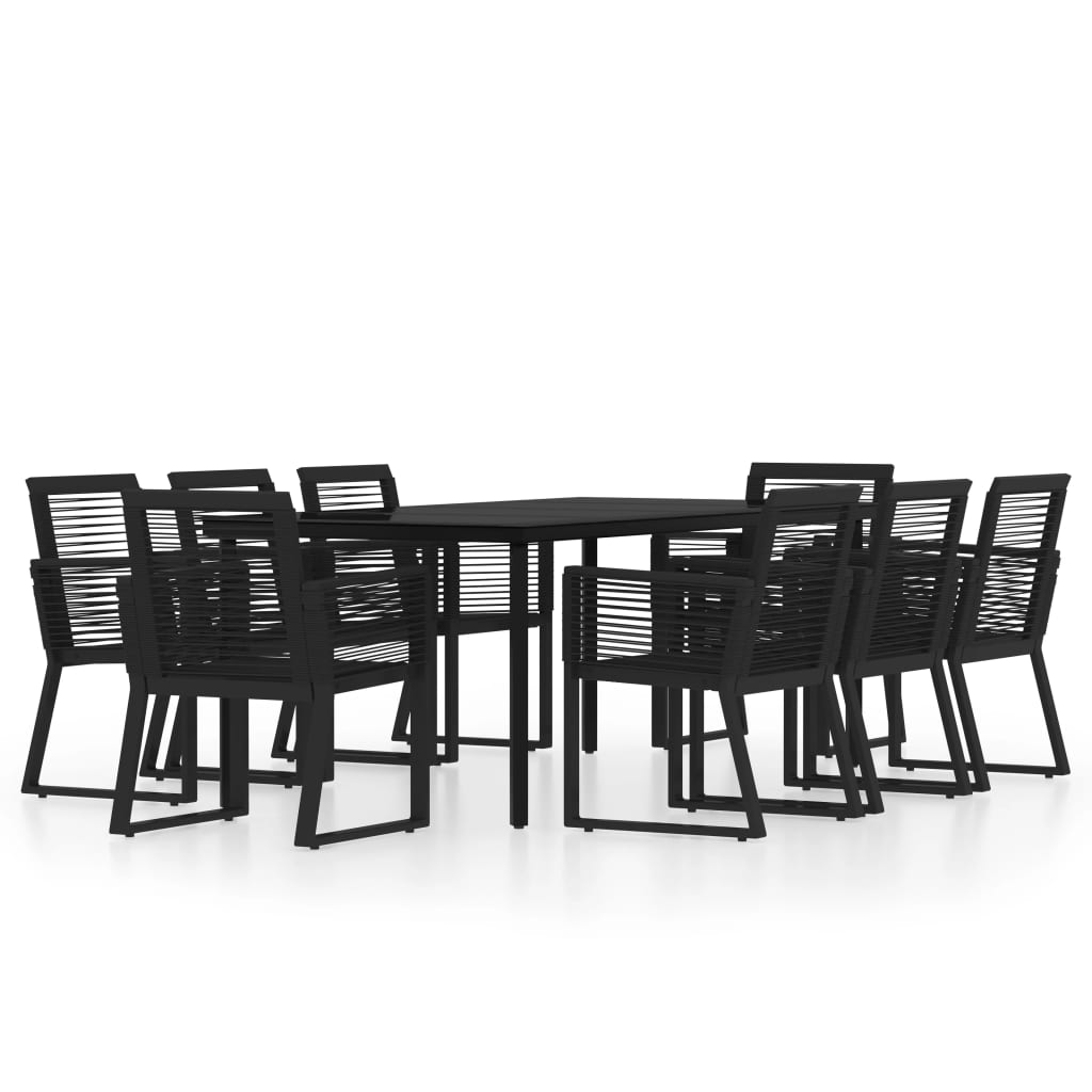vidaXL 9 Piece Garden Dining Set Black