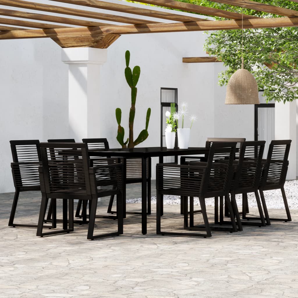 vidaXL 9 Piece Garden Dining Set Black