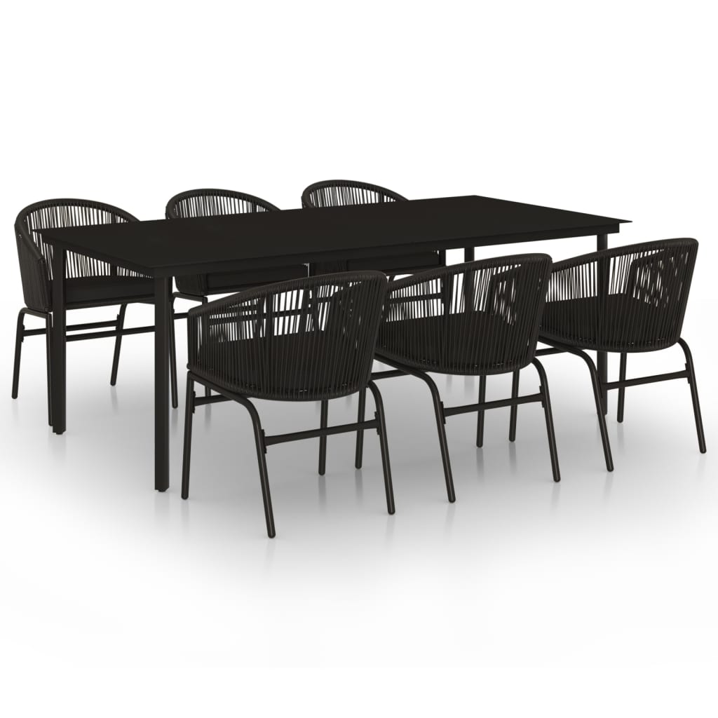 vidaXL 7 Piece Garden Dining Set Black