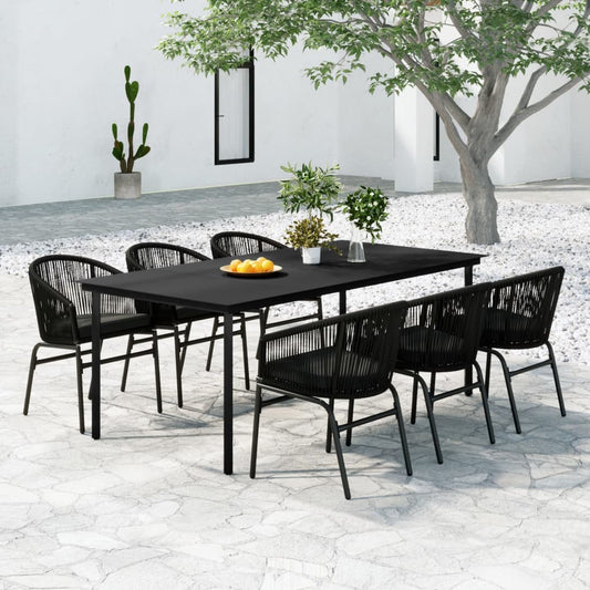 vidaXL 7 Piece Garden Dining Set Black