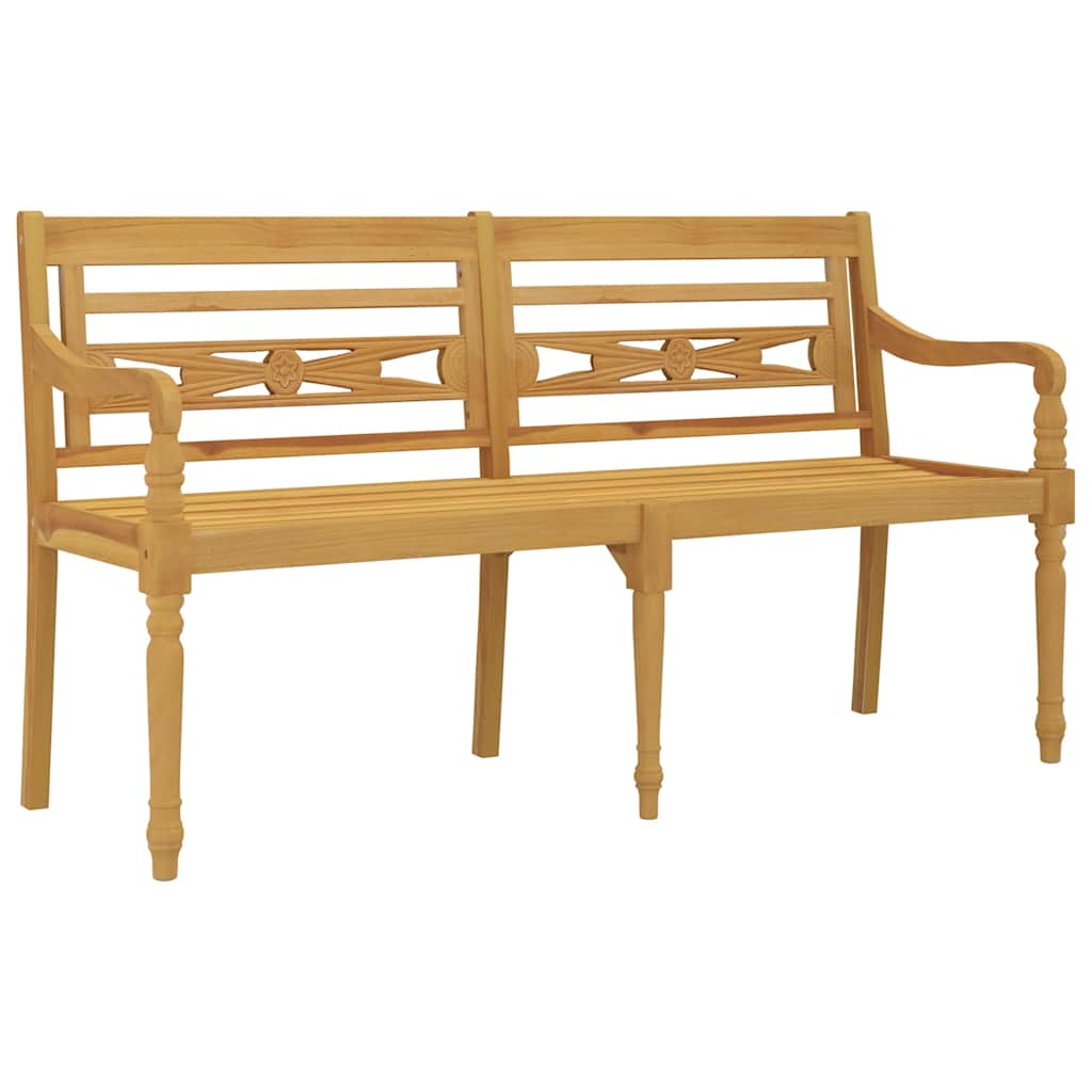 vidaXL Batavia Bench with Grey Cushion 150 cm Solid Wood Teak