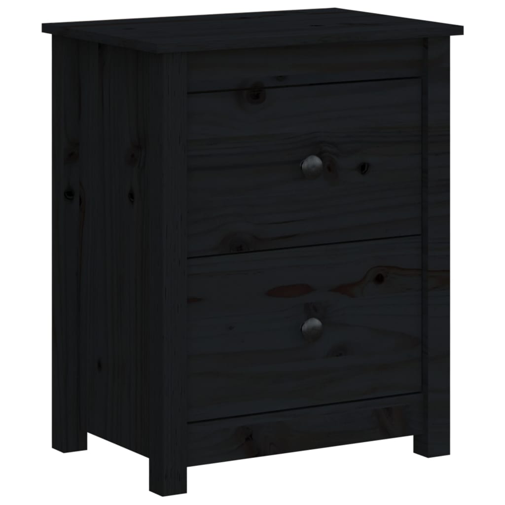 vidaXL Bedside Cabinet Black 50x35x61.5 cm Solid Wood Pine