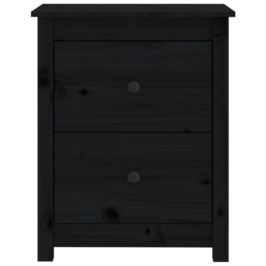 vidaXL Bedside Cabinet Black 50x35x61.5 cm Solid Wood Pine