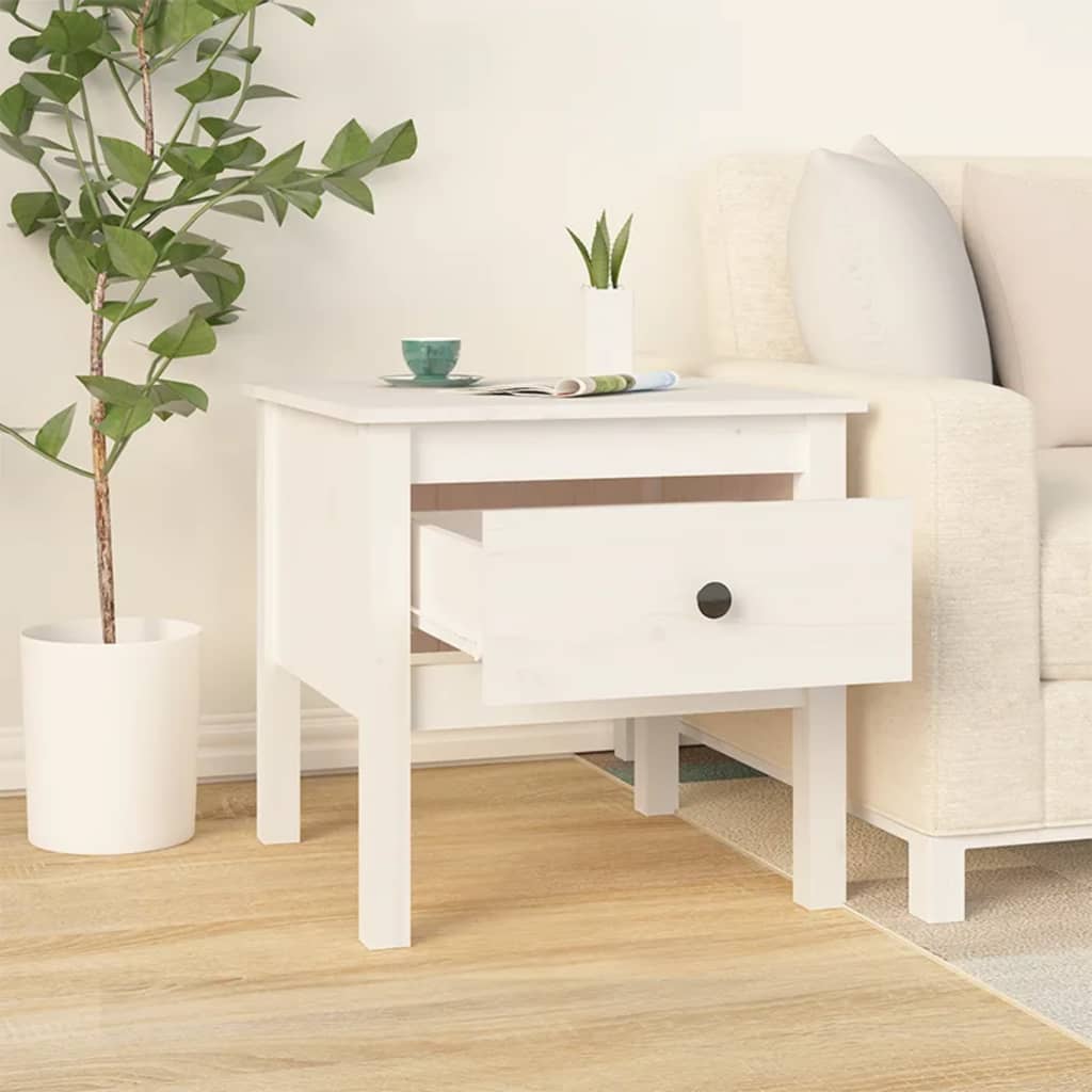 vidaXL Side Table White 50x50x49 cm Solid Wood Pine