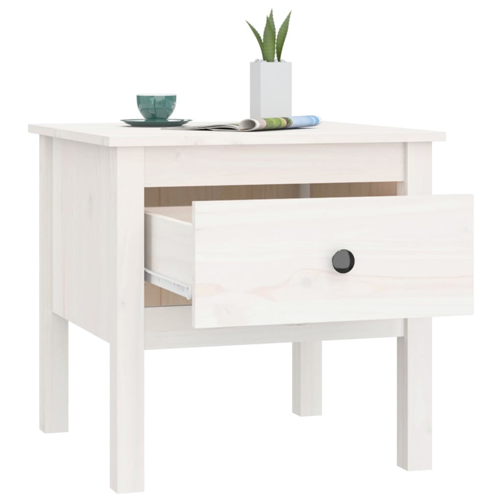 vidaXL Side Table White 50x50x49 cm Solid Wood Pine