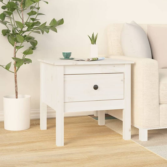 vidaXL Side Table White 50x50x49 cm Solid Wood Pine