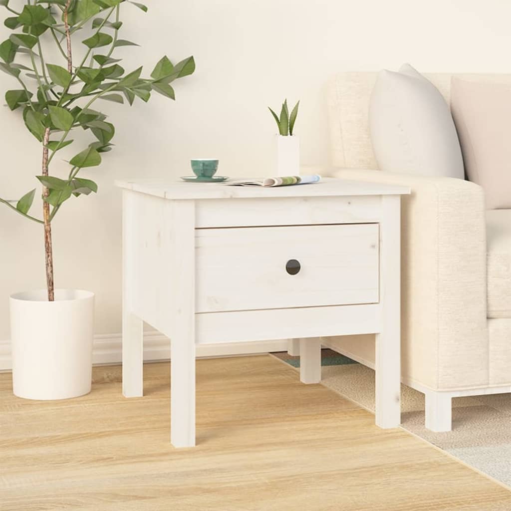 vidaXL Side Table White 50x50x49 cm Solid Wood Pine