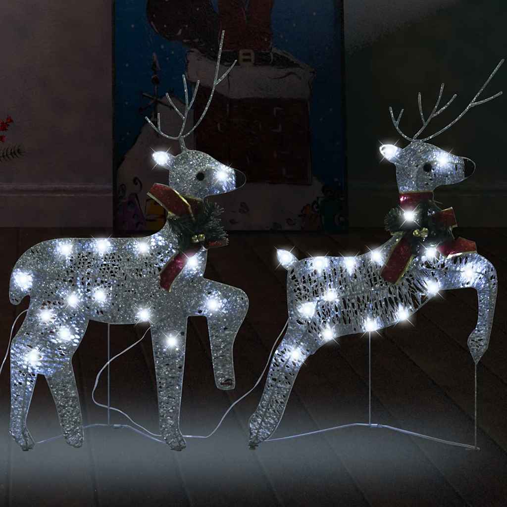 vidaXL Christmas Reindeers 2 pcs Silver 40 LEDs