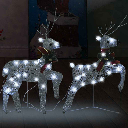 vidaXL Christmas Reindeers 2 pcs Silver 40 LEDs