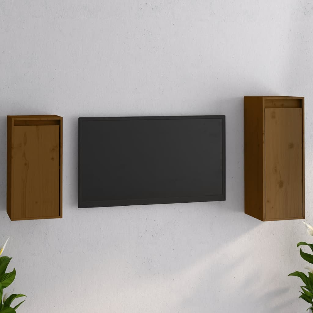 vidaXL TV Cabinets 2 pcs Honey Brown Solid Wood Pine