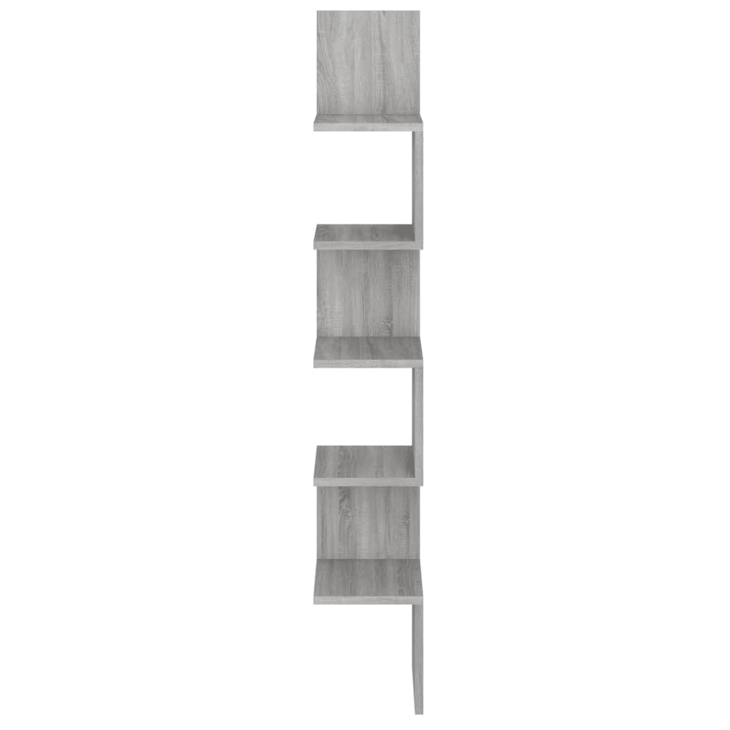 vidaXL Wall Corner Shelf Grey Sonoma 20x20x127.5 cm Engineered Wood