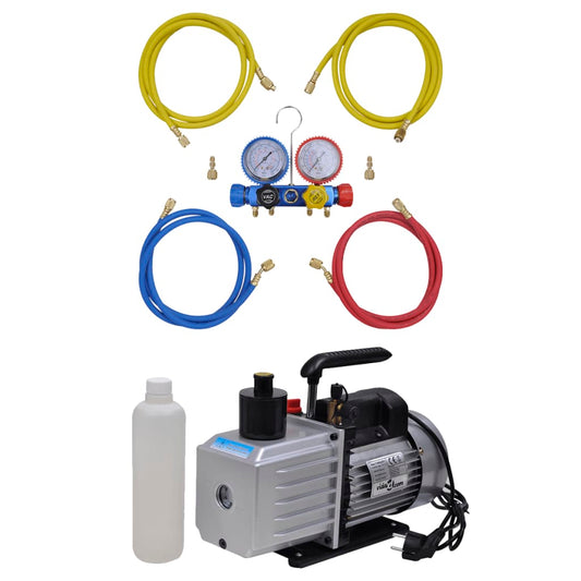 vidaXL Vacuum Pump 100 L/min with 4-way Manifold Gauge Set in Tool Kit