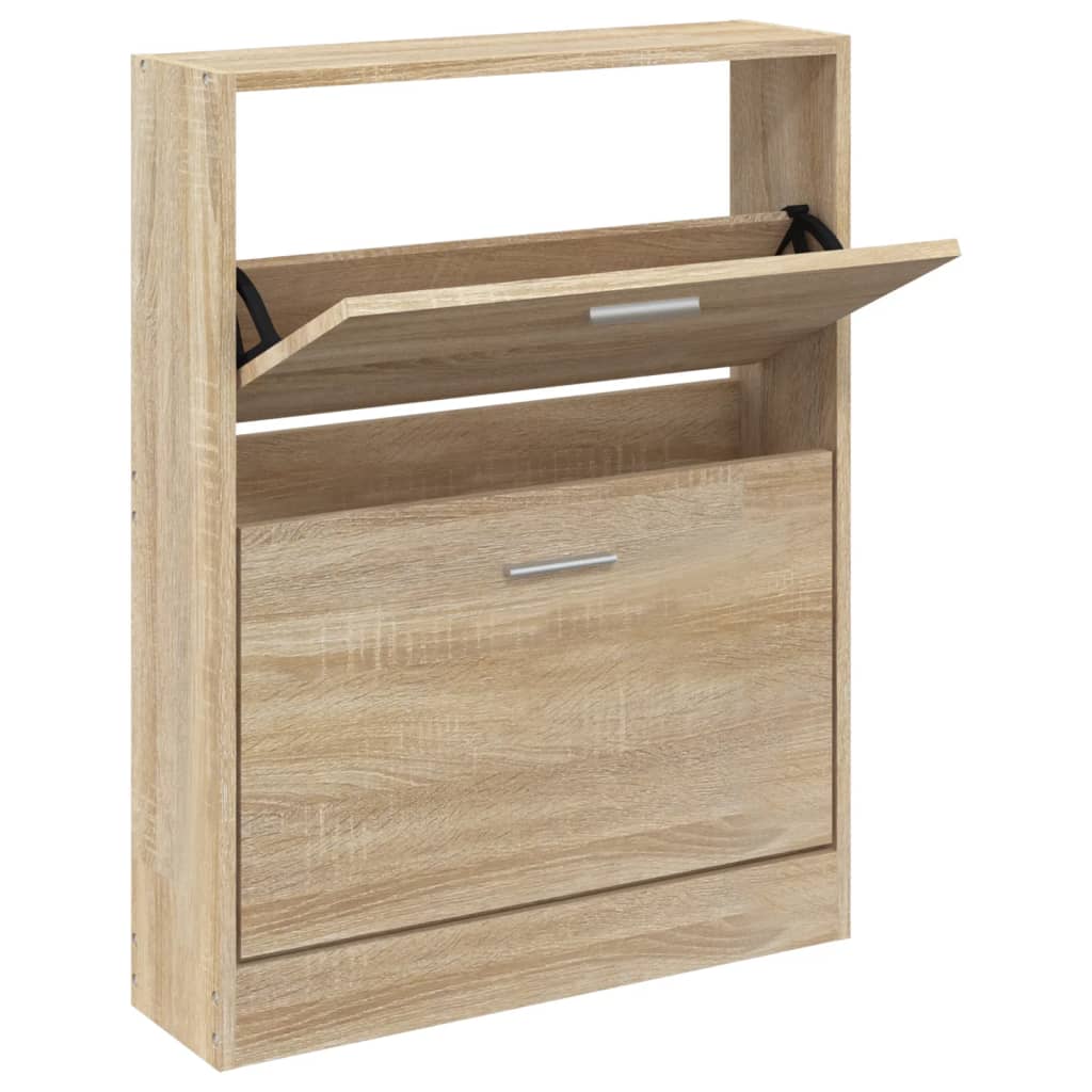 vidaXL Shoe Cabinet Oak 59x17x81 cm Engineered Wood