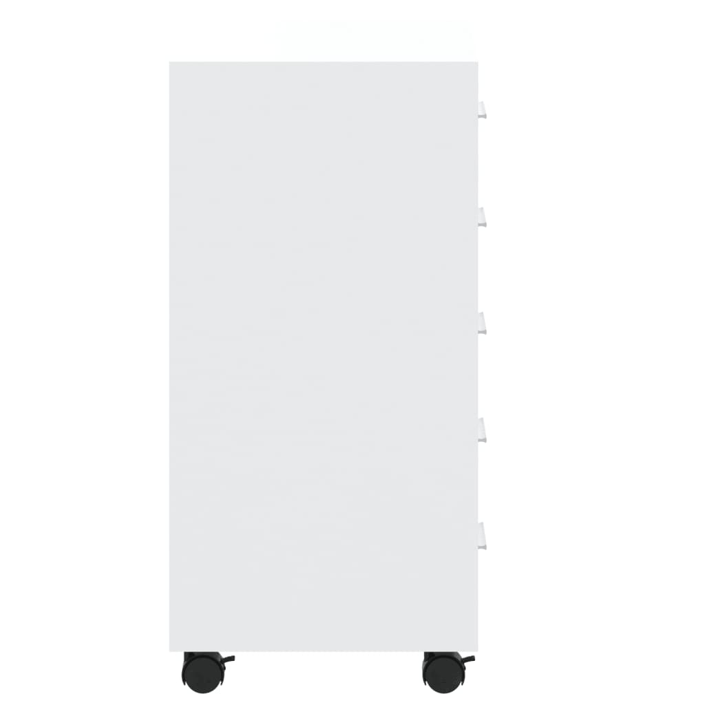 vidaXL Drawer Cabinet with Castors High Gloss White Engineered Wood