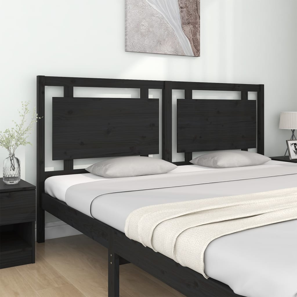 vidaXL Bed Headboard Black 185.5 cm Solid Wood Pine