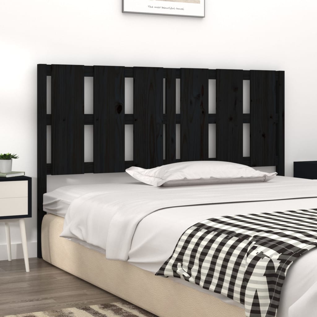 vidaXL Bed Headboard Black 155.5 cm Solid Wood Pine