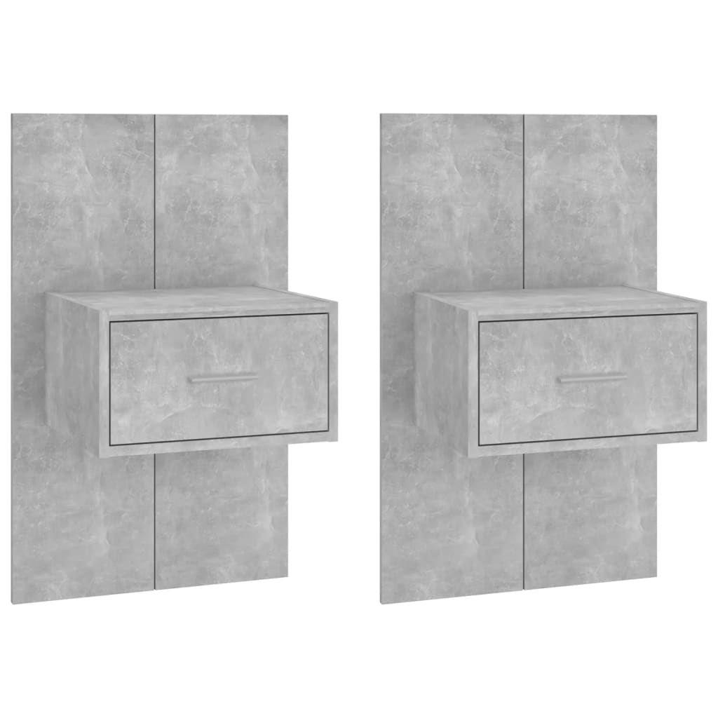 vidaXL Wall-mounted Bedside Cabinets 2 pcs Concrete Grey