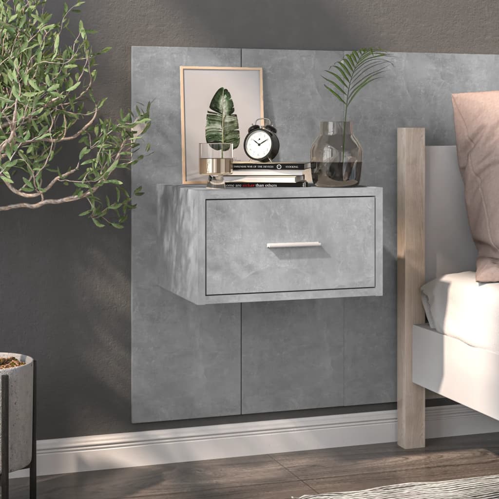 vidaXL Wall-mounted Bedside Cabinets 2 pcs Concrete Grey