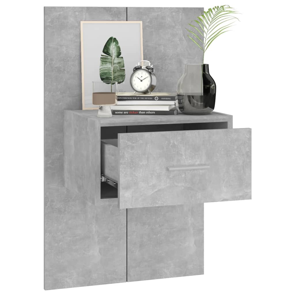 vidaXL Wall-mounted Bedside Cabinets 2 pcs Concrete Grey