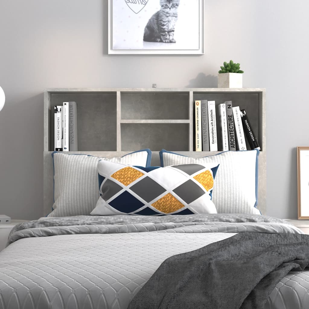 vidaXL Headboard Cabinet Concrete Grey 100x19x103.5 cm