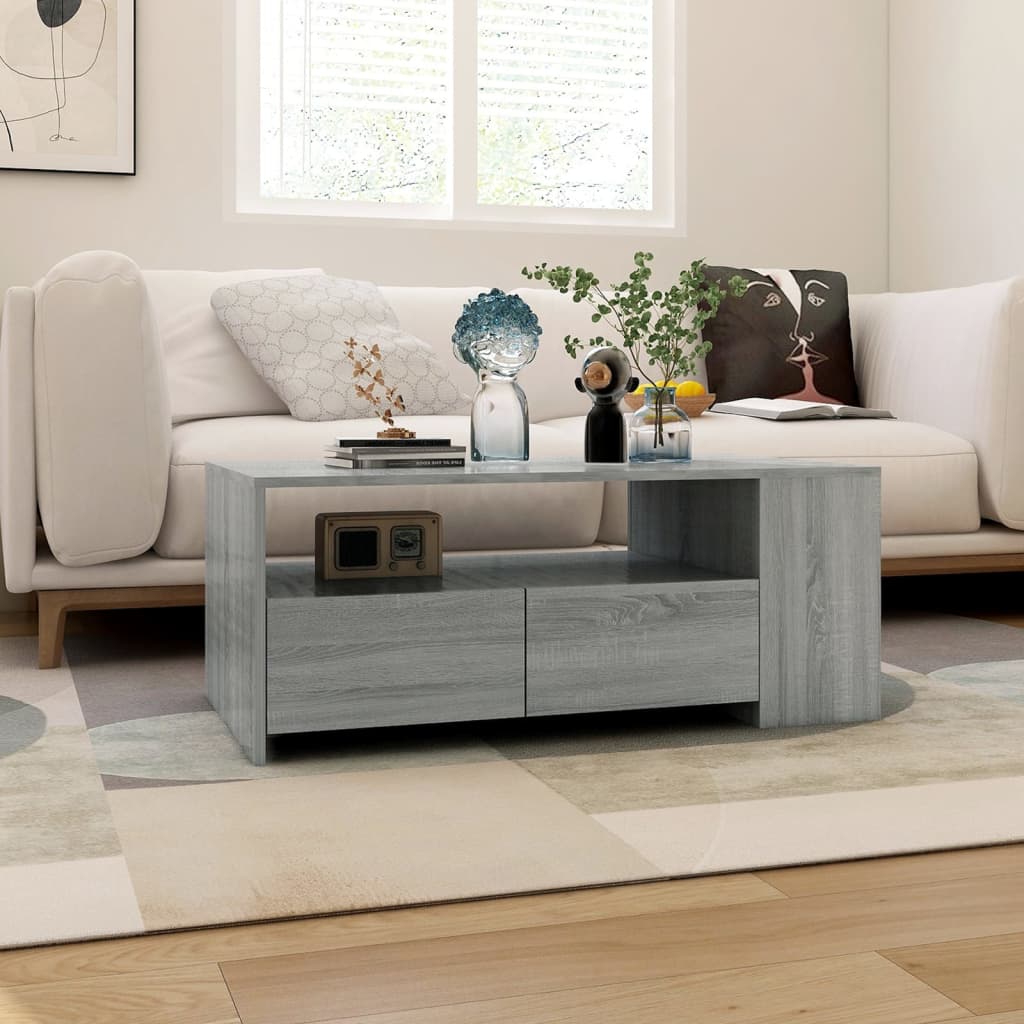 vidaXL Coffee Table Grey Sonoma 102x55x42 cm Engineered Wood