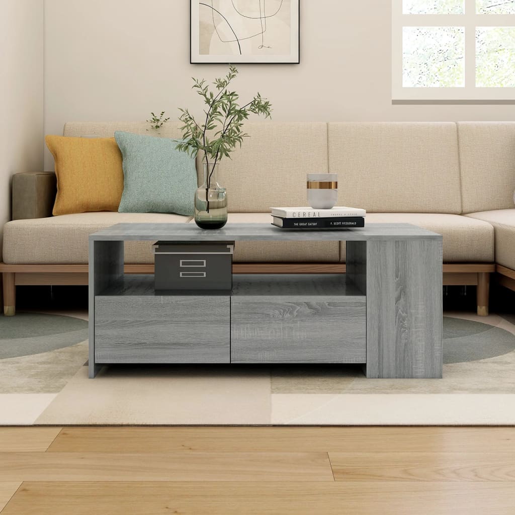 vidaXL Coffee Table Grey Sonoma 102x55x42 cm Engineered Wood