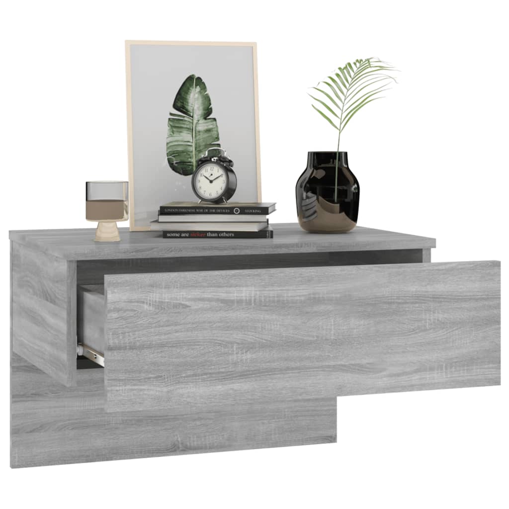 vidaXL Wall-mounted Bedside Cabinet Grey Sonoma