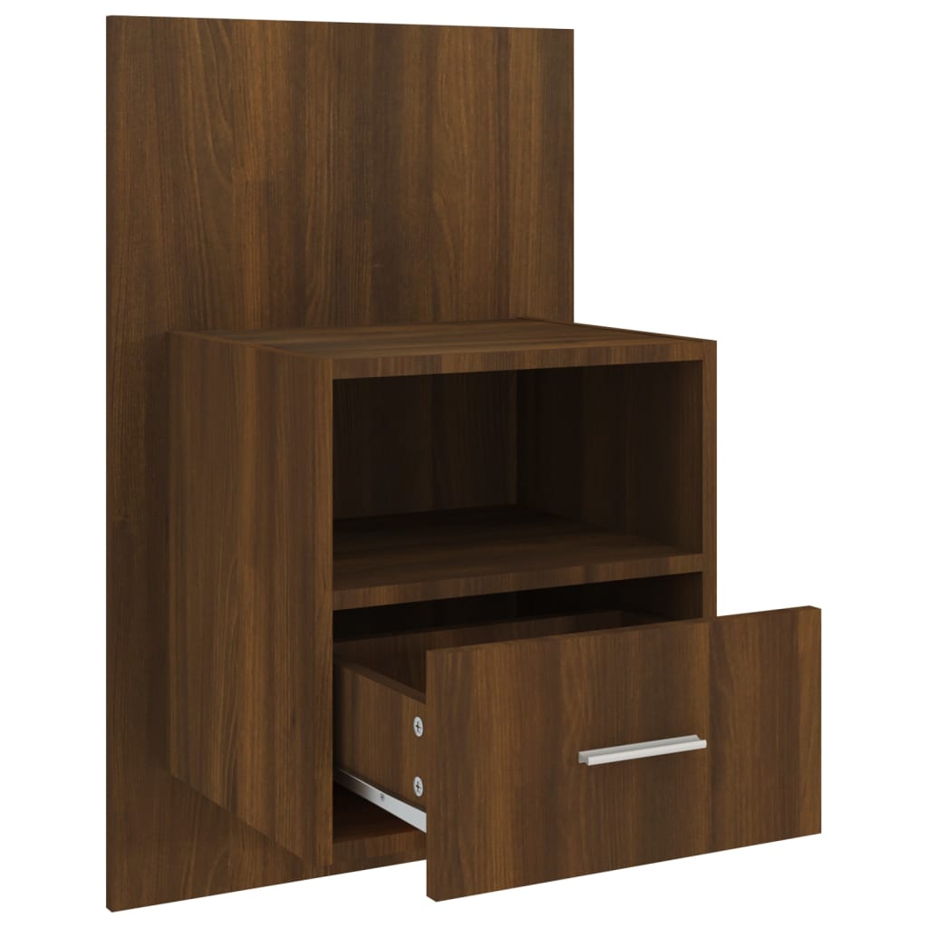 vidaXL Wall-mounted Bedside Cabinet Brown Oak