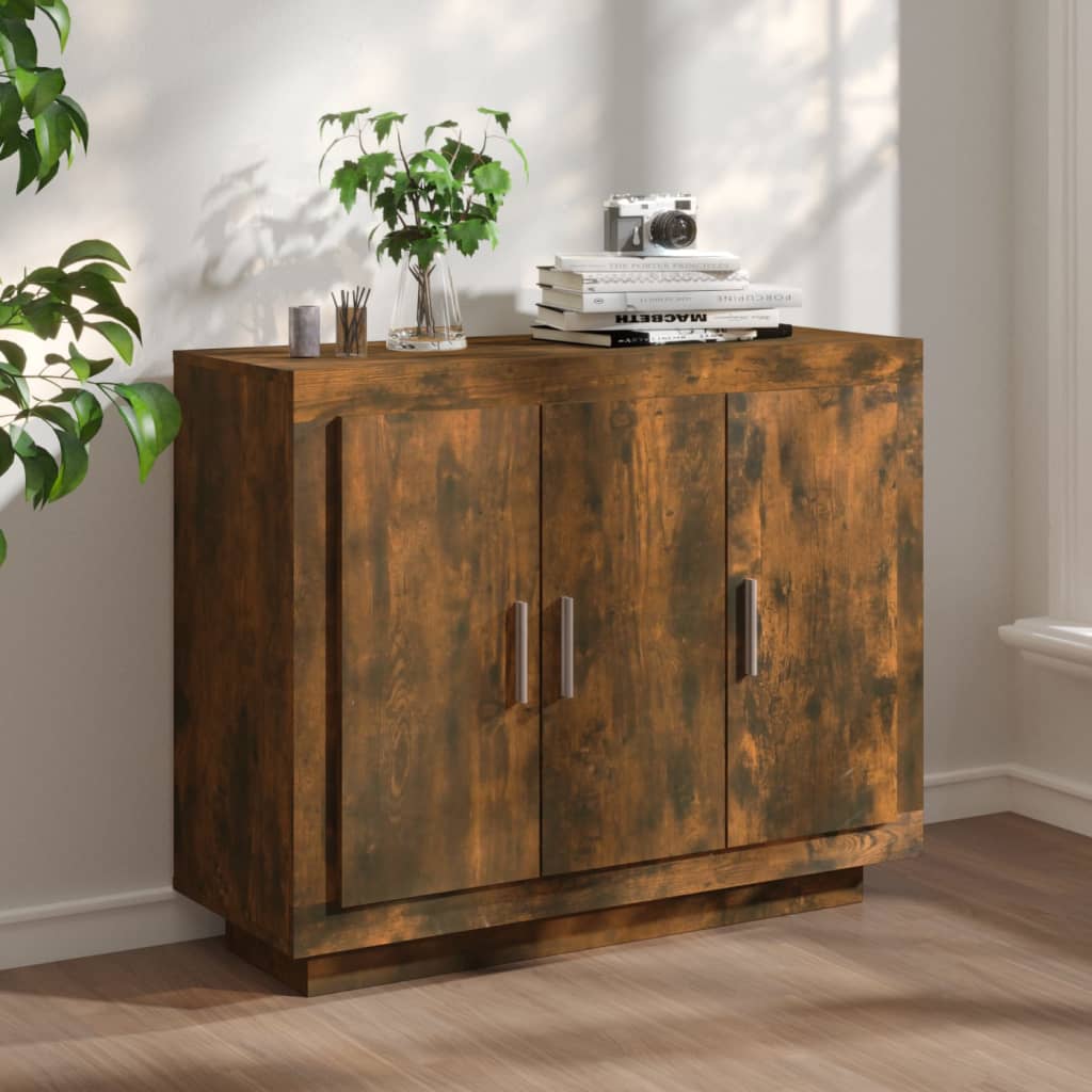 vidaXL Sideboard Smoked Oak 92x35x75 cm Engineered Wood
