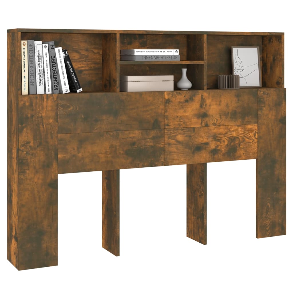 vidaXL Headboard Cabinet Smoked Oak 140 cm