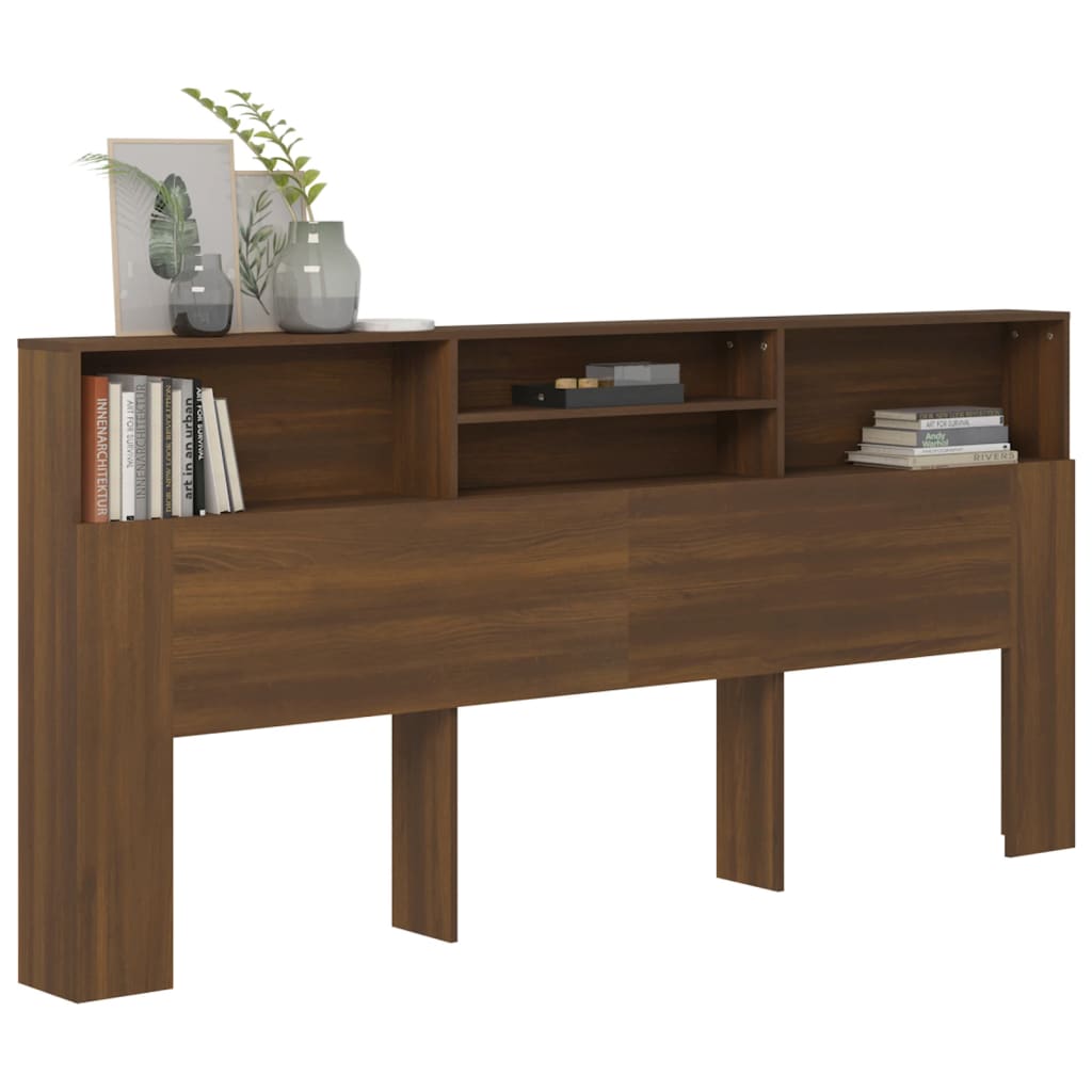 vidaXL Headboard Cabinet Brown Oak 220 cm