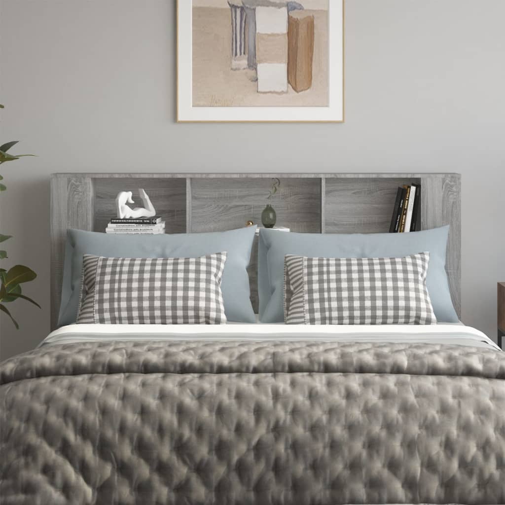vidaXL Headboard Cabinet Grey Sonoma 180x18.5x104.5 cm