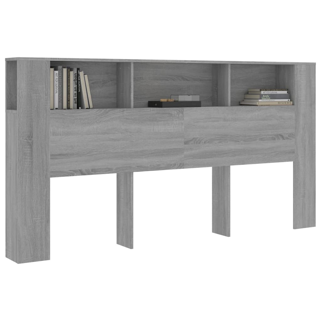 vidaXL Headboard Cabinet Grey Sonoma 200x18.5x104.5 cm