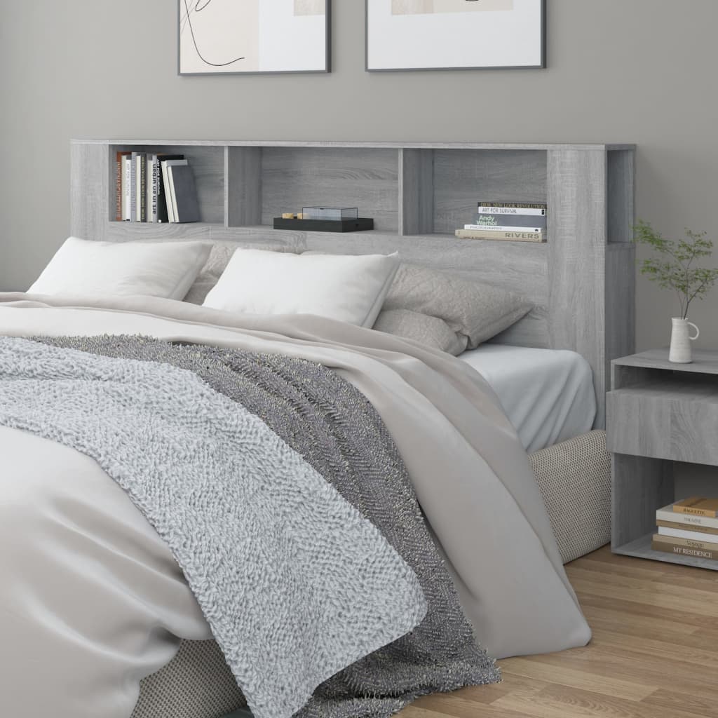 vidaXL Headboard Cabinet Grey Sonoma 200x18.5x104.5 cm