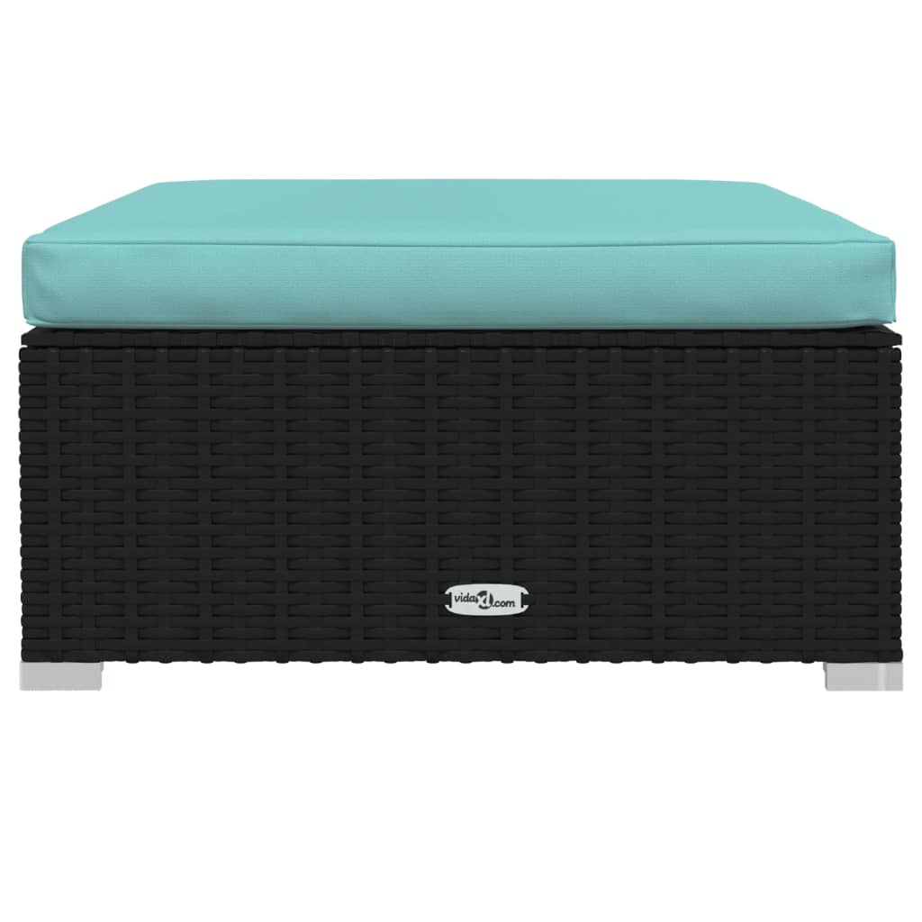 vidaXL 11 Piece Garden Lounge Set with Cushions Poly Rattan Black