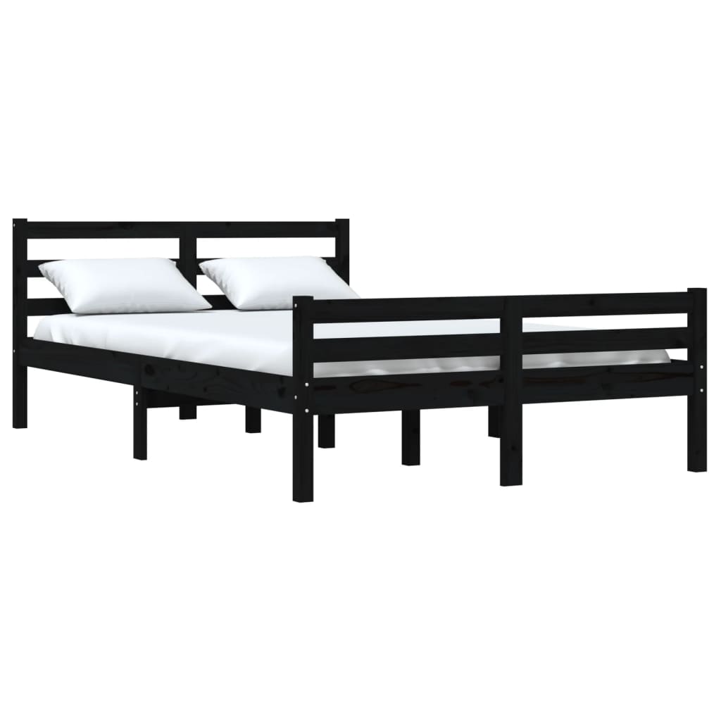 vidaXL Bed Frame without Mattress Black Solid Wood 150x200 cm