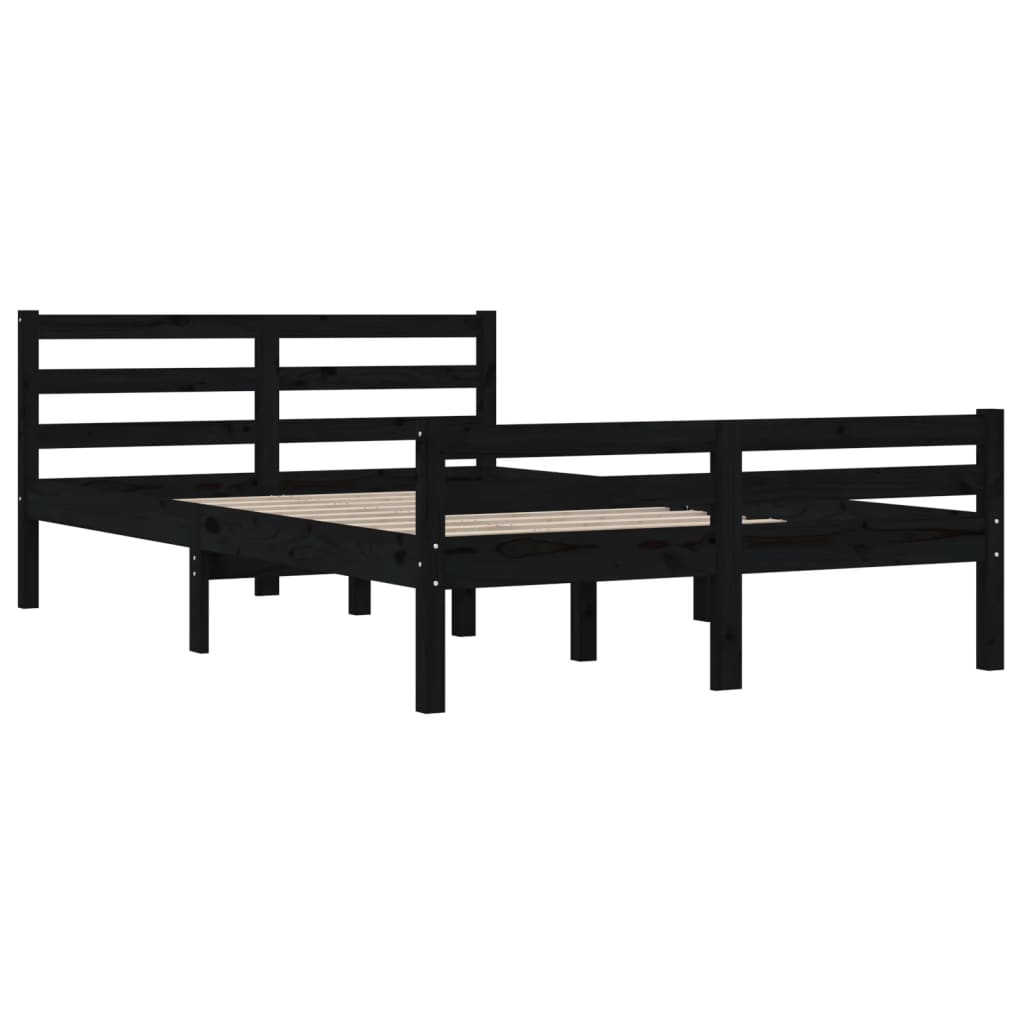 vidaXL Bed Frame without Mattress Black Solid Wood 150x200 cm
