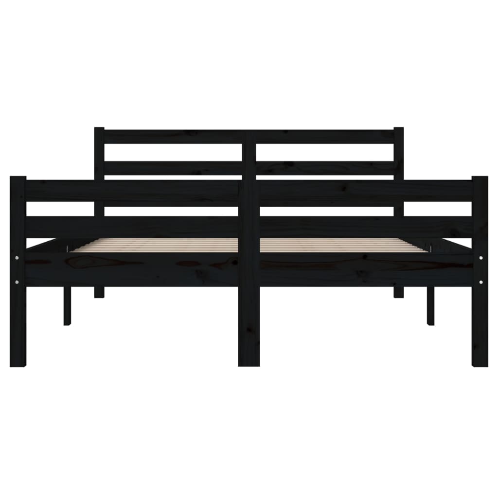 vidaXL Bed Frame without Mattress Black Solid Wood 150x200 cm