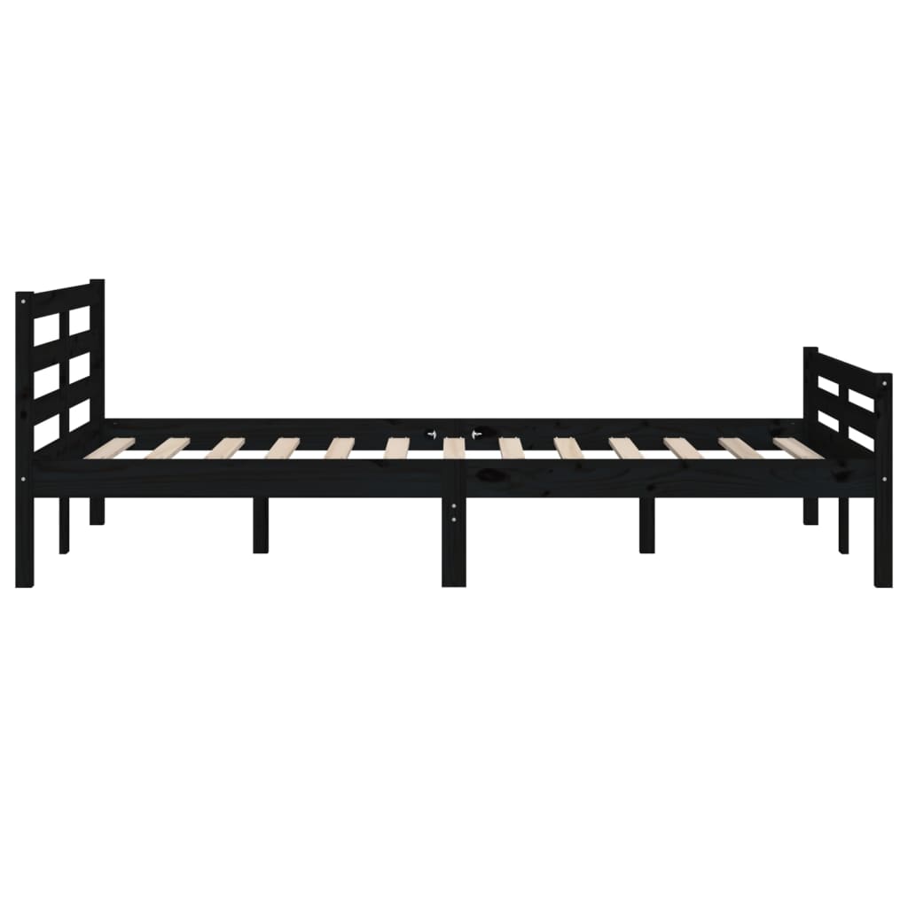 vidaXL Bed Frame without Mattress Black Solid Wood 150x200 cm