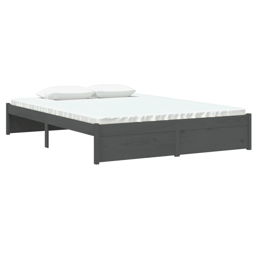 vidaXL Bed Frame without Mattress Grey Solid Wood 135x190 cm