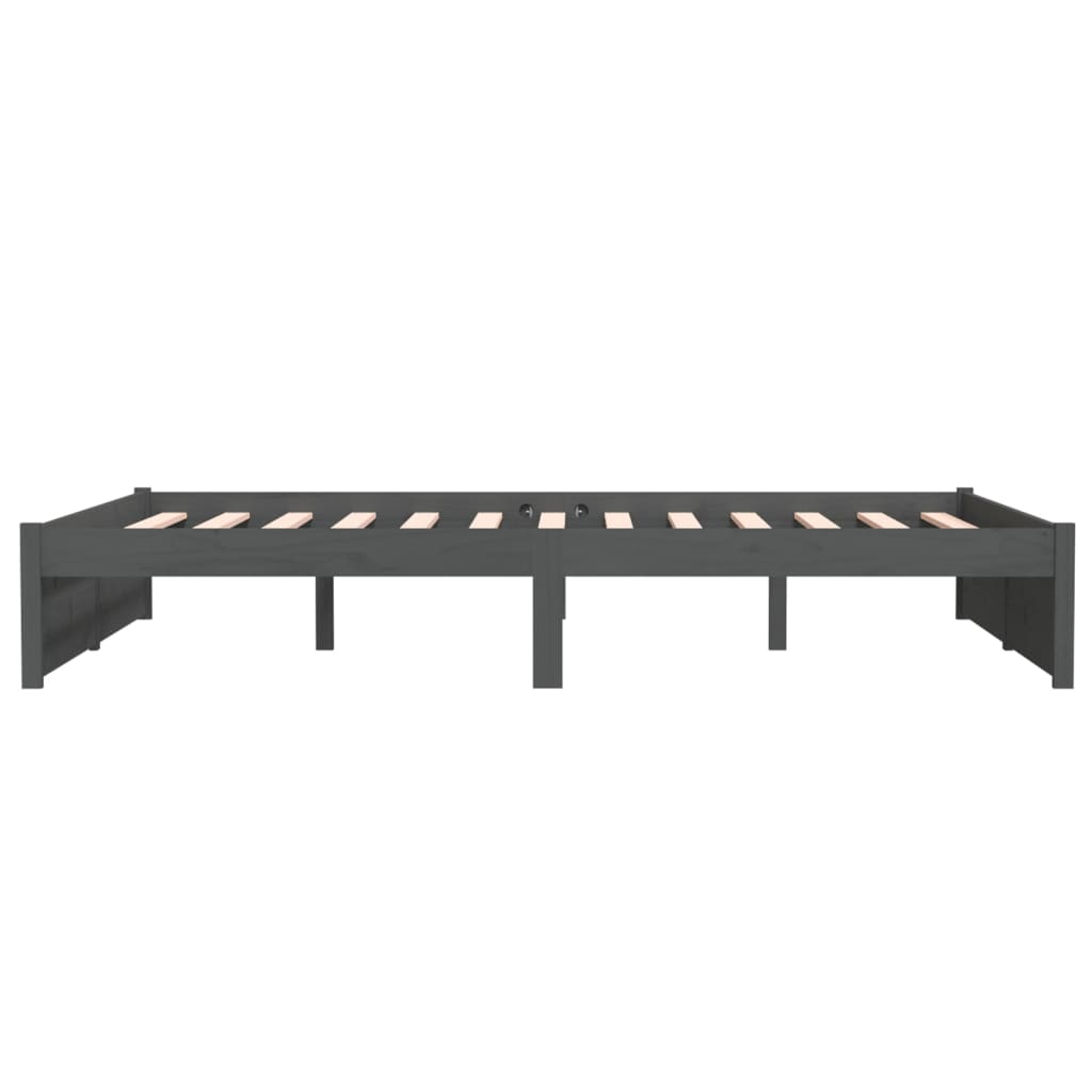 vidaXL Bed Frame without Mattress Grey Solid Wood 135x190 cm