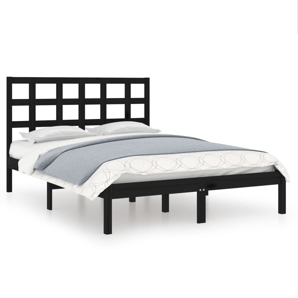 vidaXL Bed Frame without Mattress Black 150x200 cm Solid Wood
