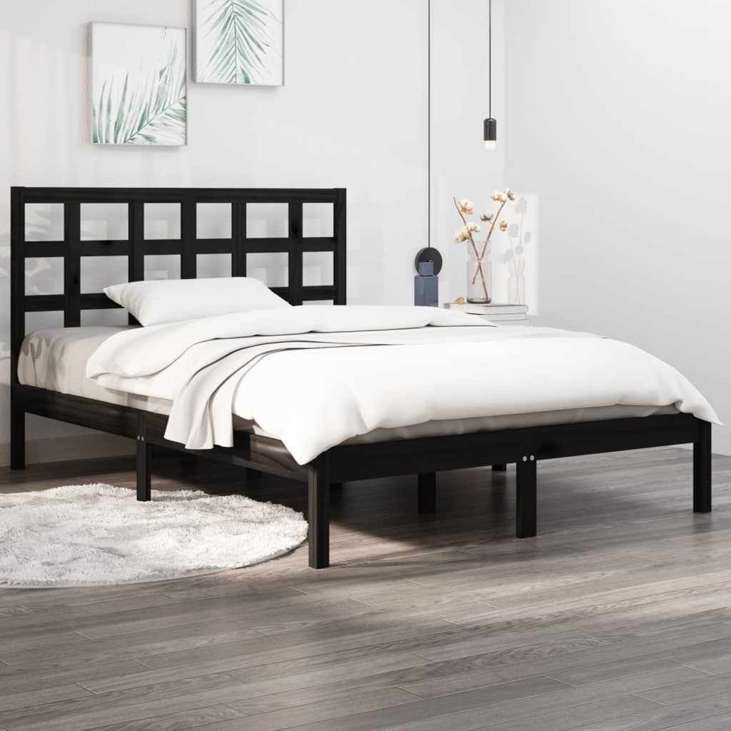 vidaXL Bed Frame without Mattress Black 150x200 cm Solid Wood