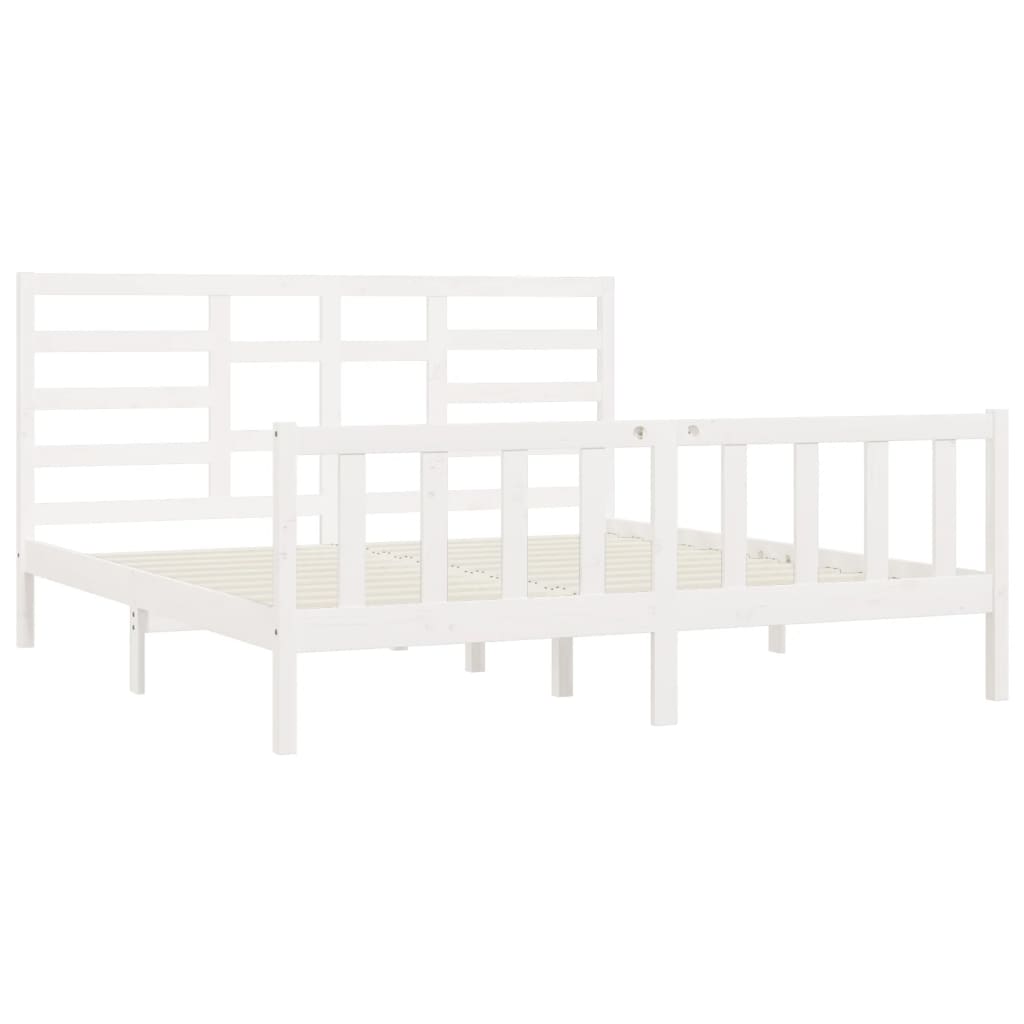 vidaXL Bed Frame without Mattress White 183x203 cm King Solid Wood
